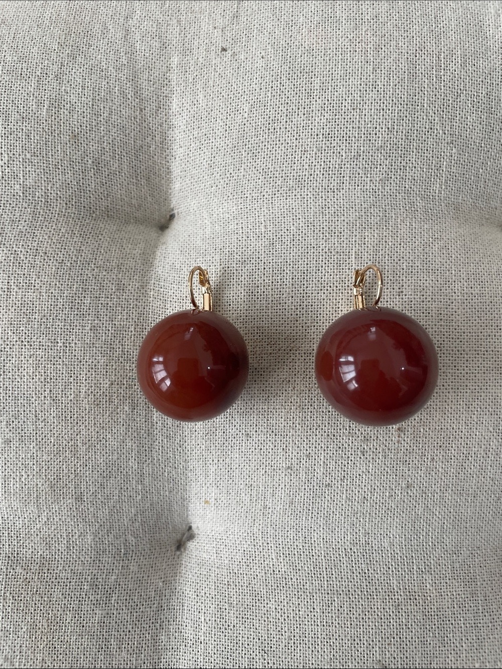 Ana Luisa Gold-Accent Deep Red Spherical Drop Earrings